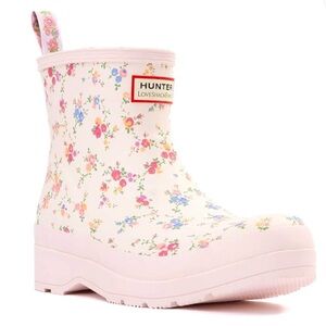 Hunter Pink Floral Ankle Boots